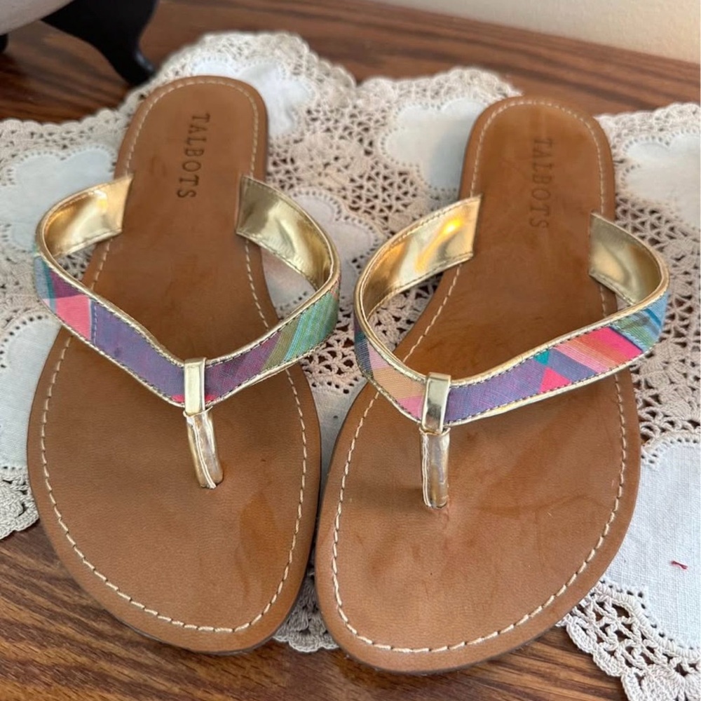 Talbots Gold and Multicolor Women's Sandals